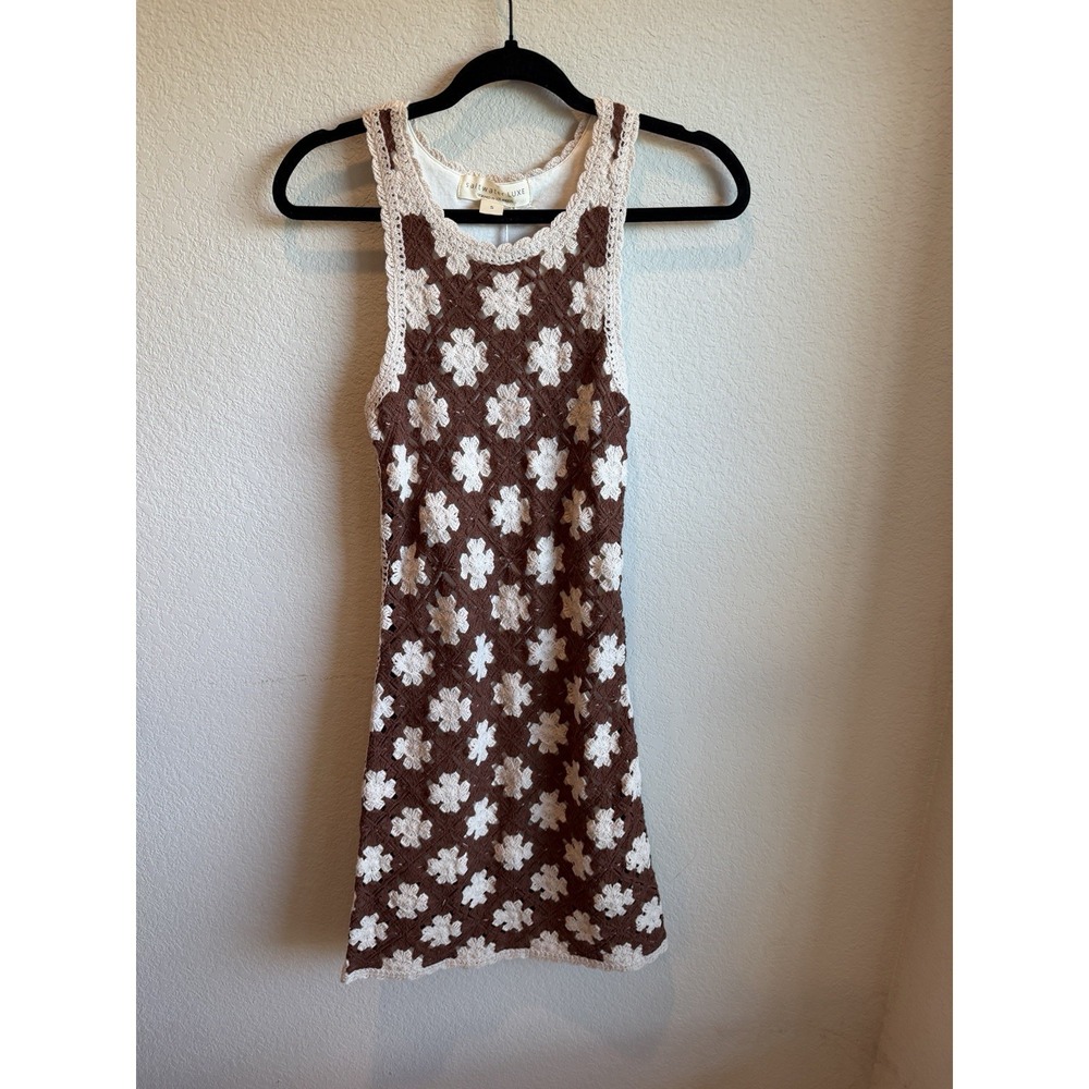 Saltwater LUXE Made in Los Angeles Crochet Mini Dress FloraL NWT SMALL